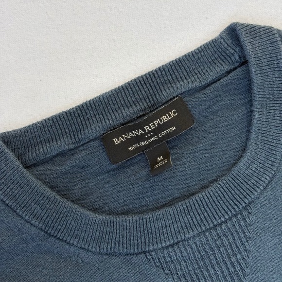 Banana Republic Mens Organic Cotton Crewneck Sweater Blue Gray Medium F2 - Picture 2 of 10